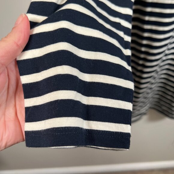 Kule Turtleneck Dress Size Large Navy Stripes Cotton Casual Work Preppy - Picture 5 of 10